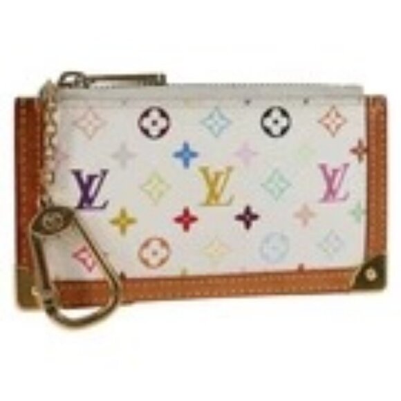 LOUIS VUITTON Multicolor Pochette Cles Coin Purse White M92655 LV Auth 134684V - Picture 1 of 16